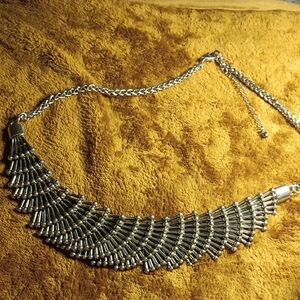 Free People Silver Textured Collar Necklace